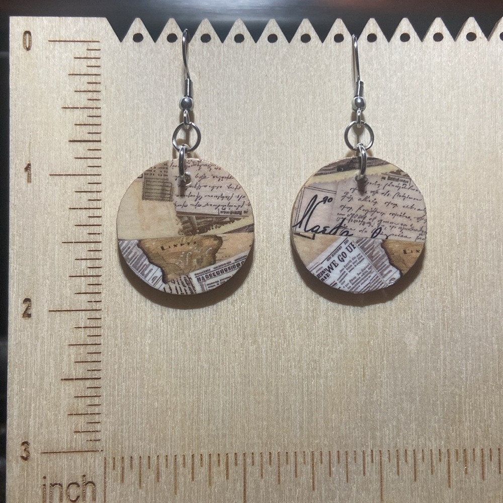 2/$15! Handmade Vintage Style Collage Earrings